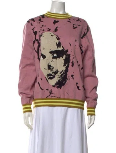 Pre-owned Kidsuper Graphic Print Crew Neck Sweater In Pink