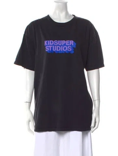 Pre-owned Kidsuper Graphic Print Crew Neck T-shirt In Blue