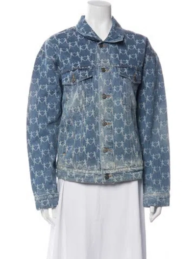 Pre-owned Kidsuper Graphic Print Denim Jacket W/ Tags In Blue