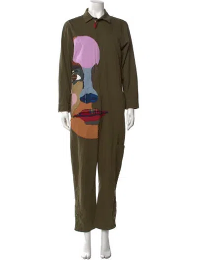 Pre-owned Kidsuper Graphic Print Jumpsuit In Green