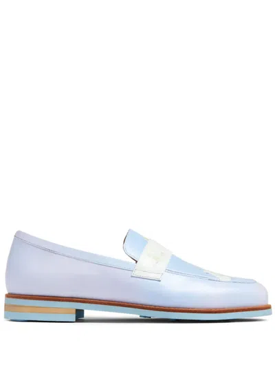 Kidsuper Graphic-print Leather Loafers In Blue