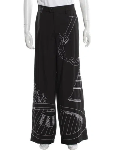 Pre-owned Kidsuper Graphic Print Pants In Black