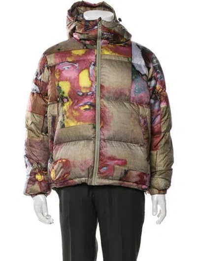 Pre-owned Kidsuper Graphic Print Puffer Coat In Green