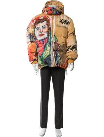 Pre-owned Kidsuper Graphic Print Puffer Coat In Orange