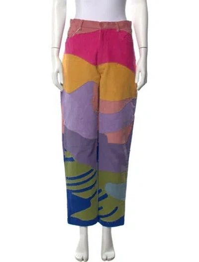 Pre-owned Kidsuper Graphic Print Straight Leg Pants In Pink