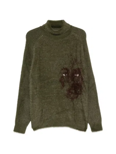 Kidsuper Graphic-intarsia High-neck Sweater In Green
