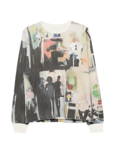 Kidsuper Graphic-print Waffle-knit Sweater In Neutral