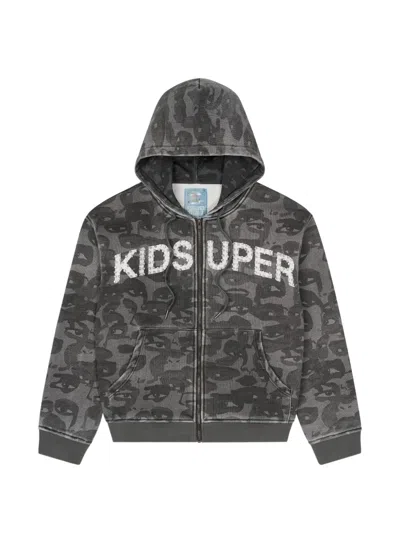 Kidsuper Hooded Camouflage Sweatshirt In Gray