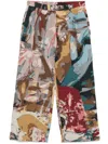 Kidsuper Jacquard Paintings Double Pleated Trousers In Blue