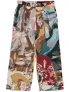 Kidsuper Jacquard Paintings Double Pleated Trousers In Blue