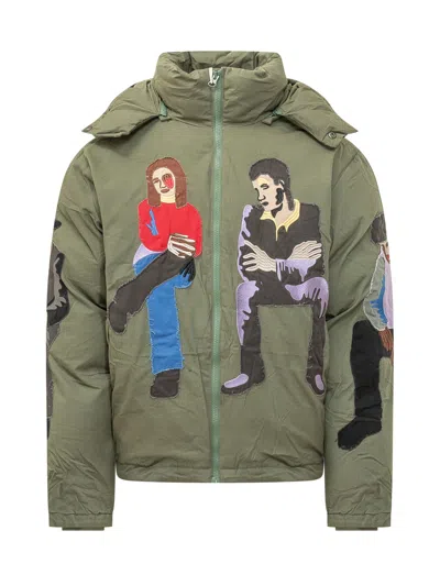 Kidsuper Kids Patchwork Subway Car Mini Jacket In Green