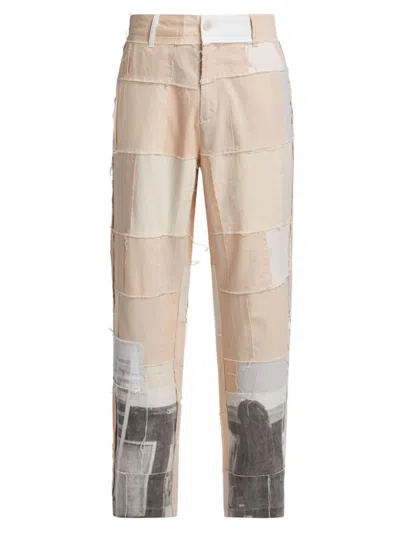 Kidsuper Men's Patchwork Linen & Cotton Pants In Natural