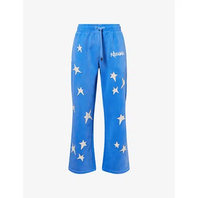 Kidsuper Mens  Stars Wide-leg Cotton Jogging Bottoms In Blue