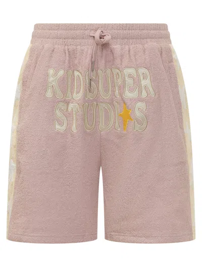 Kidsuper Mini Bermuda Shorts With Custom Art In Pastel Pink