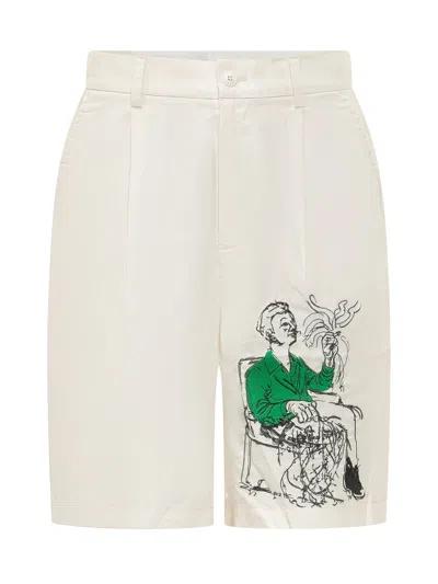 Kidsuper Mini Bermuda Shorts With Stampaint Graphic In Cream