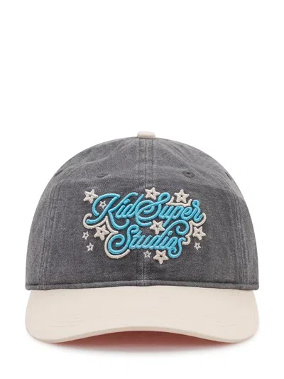 Kidsuper Mini Hat With Front Embroidery And Stars In Grey