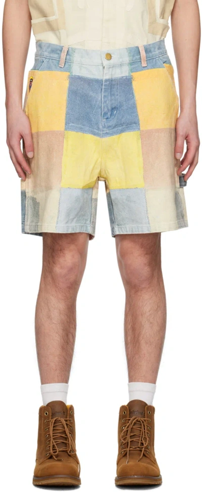 Kidsuper Multicolor Check Shorts In Gelb