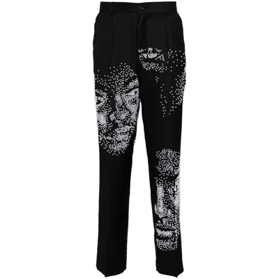 Kidsuper Faux-pearl Embellishment Straight Leg Trousers In Black