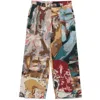 Kidsuper Jacquard Paintings Double Pleated Trousers In Blue/yellow