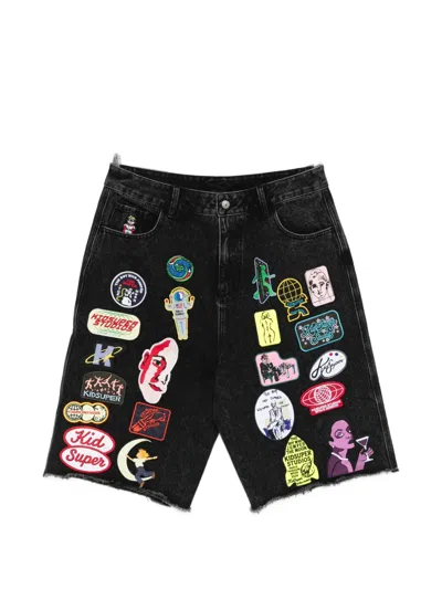 Kidsuper Black Embellished Shorts In Multi