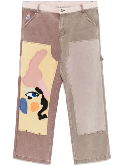 Kidsuper Patchwork-face Jeans In Brown