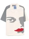 Kidsuper Patchwork Face Linen Camp Shirt In Neutrals