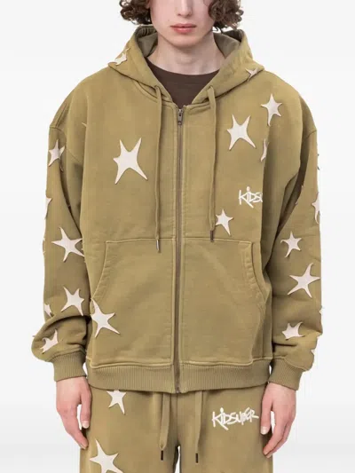 Kidsuper Patchwork Star-appliqué Hoodie In Green