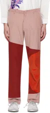 KIDSUPER PINK & RED PANELED TROUSERS