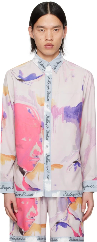 Kidsuper Pink Printed Shirt In White Multi