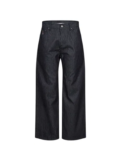 Kidsuper Pinstripe Dove-patch Jeans In Blue