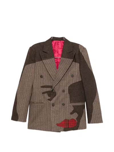 Kidsuper Pinstriped Face-patchwork Jacket In Multi