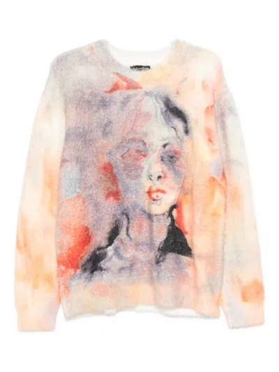 KIDSUPER PORTRAIT-PRINT CREW-NECK SWEATER