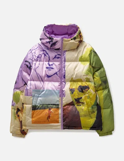 Kidsuper Printed Mismatched Shiny Puffer In Multi