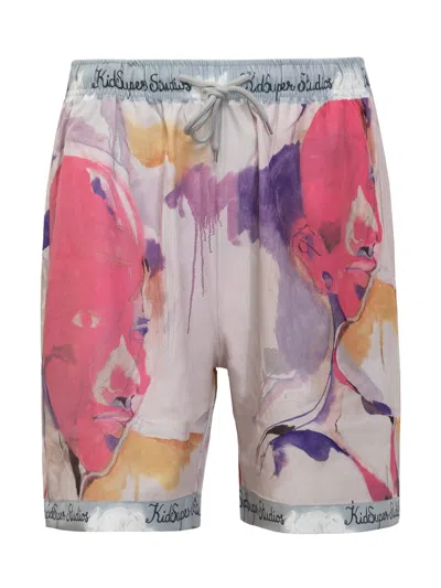 Kidsuper Pink Printed Shorts In Grey