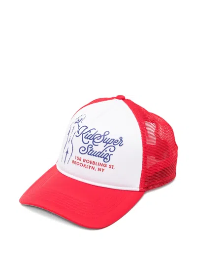 Kidsuper Puff-print Trucker Hat In Red
