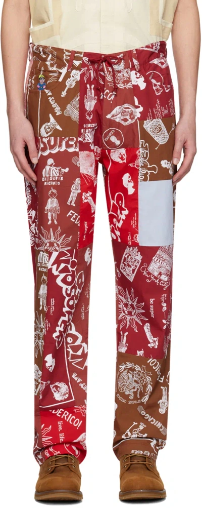 Kidsuper Red Patchwork Trousers