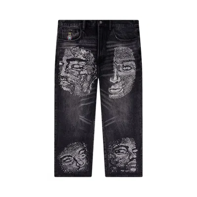 Pre-owned Kidsuper Rhinestone Face Jeans 'black' | Men's Size M