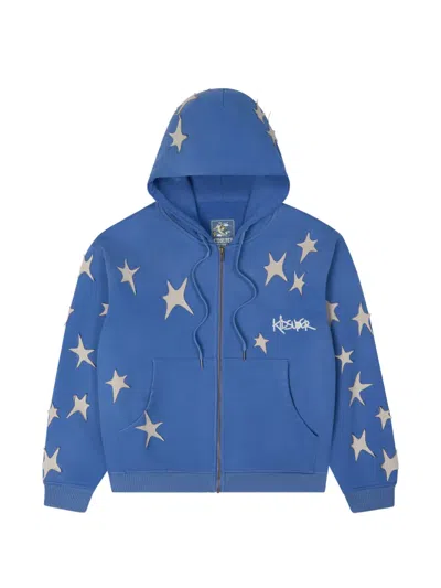 Kidsuper Star Appliqué Zip Hoodie In Blue