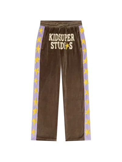 Kidsuper Stars Velour Trousers In Brown