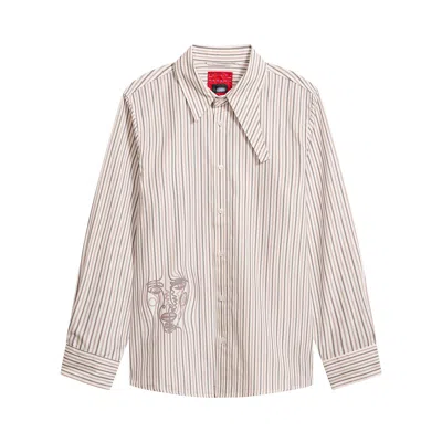 Pre-owned Kidsuper Striped Face Button Up 'white' | Men's Size S