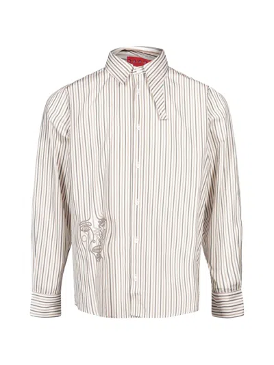 Kidsuper Striped Print-face Shirt In White