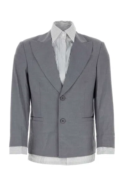 KIDSUPER KIDSUPER STUDIOS GREY STRETCH POLYESTER BLEND BLAZER