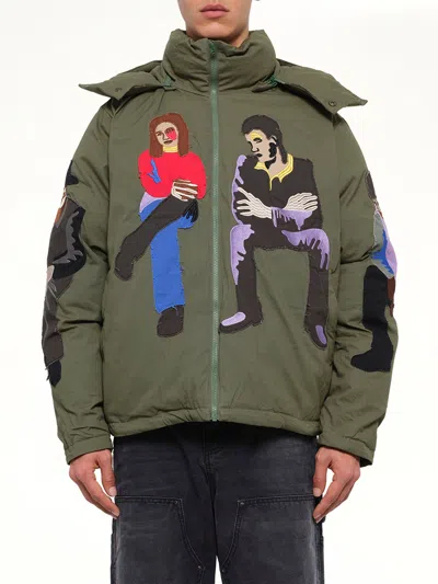 Kidsuper Subway Car Patchwork Puffer In Green