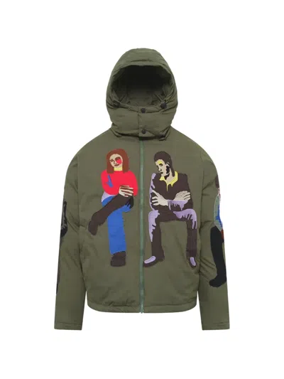 Kidsuper Subway Car Patchwork Puffer Jacket In Green