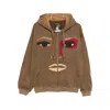 Kidsuper Mens Dark Brown Patchwork Face Zip-through Cotton-jersey Hoody In Brown