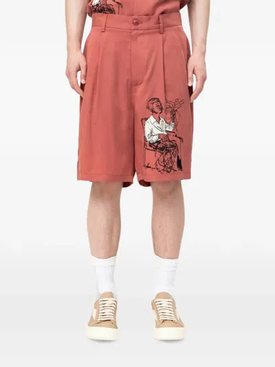 Kidsuper Tecnacolor Dreams Embroidered Shorts In Red