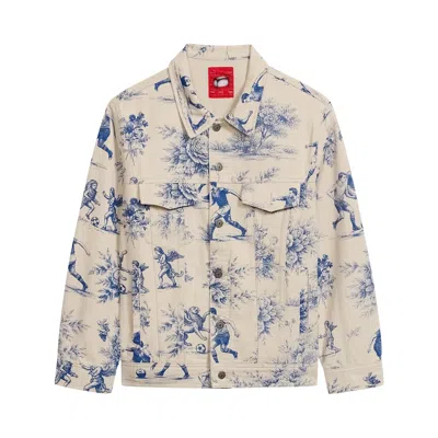 Pre-owned Kidsuper Toile De Jouy Denim Jacket 'cream' | Men's Size M