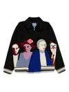 Kidsuper Black Patchwork Portraits Wool Varsity Jacket In Black