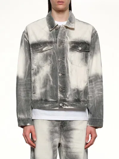Kidsuper White Washed Doves Denim Jacket In Gray