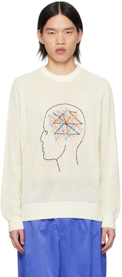 Kidsuper White Thoughts In My Head Sweater In Bone